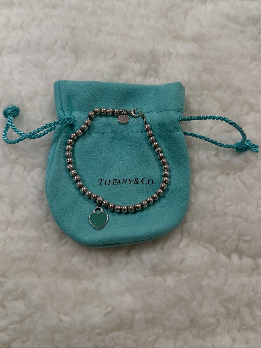 Tiffany Return to Tiffany Tiffany Blue Heart Tag Bead Bracelet in Silver, 4 mm